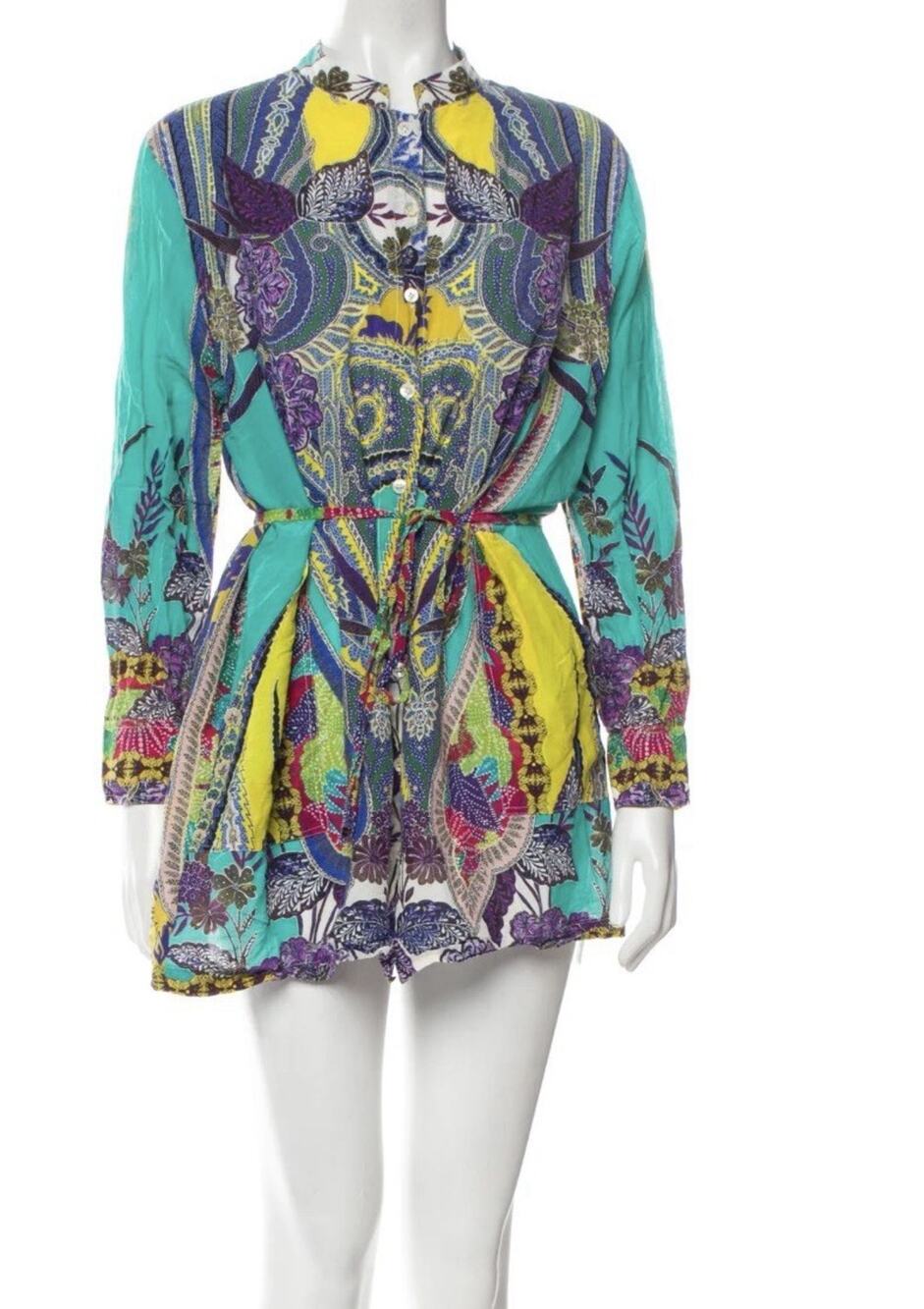 Etro Paisley Print Mini Dress Size 42 italy multicolor 100% silk A009605